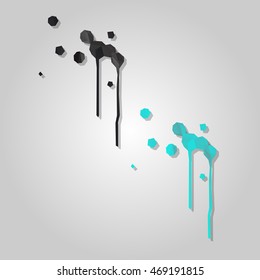 Black ink spot stain composition with leaks low resolution flat triangle polygon vector eps10