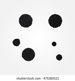 Black ink spot stain composition with leaks low and high resolution triangle mesh realistic vector eps10