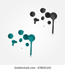 Black ink spot stain composition with leaks high resolution flat triangle polygon vector eps10