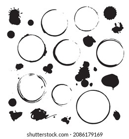 Black ink spots. Abstract circle border design elements