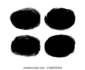 Black ink spots set on white background. Ink vector illustration.