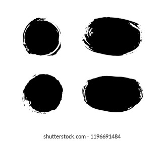 Black ink spots set on white background. Ink vector illustration.