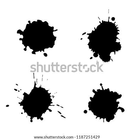 Black ink spots set, texture of paint spots