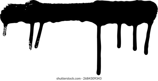 Líneas de pintura en aerosol de tinta negra y goteos aislados sobre fondo blanco. Ilustración vectorial