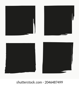 Black ink square icon set. Flat sign. Abstract art design. Creative geometric figure. Vector illustration. Stock image.