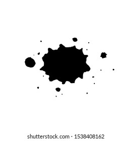 Black ink stain, vector illustration. Paint stain with spray. Place for text. Can be using for web design, logos, banners, cards, leaflets, posters, for design clothing, bags, interior decoration.