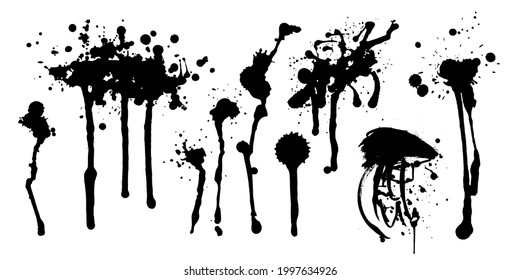 Black Ink Stains and Drops. Vector Illustration