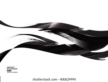 Black Ink Stripe Abstract Background