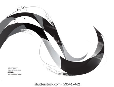 Black Ink Stripe Abstract Background