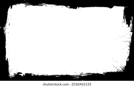 Líneas de trazo de tinta negra Pintura de pincel Marco en blanco Borde de imagen Elemento gráfico grunge