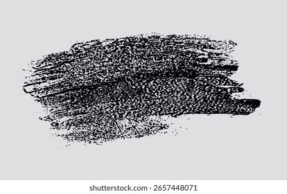 ein schwarzer Tintenstrich auf weißem Hintergrund, Texturierter Kohlestrich Wortwolke aus schwarzer Tinte Eine farbige schwarze Tintenspritzer Wortwolke