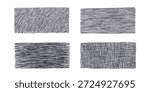 Black ink strokes form diagonal lattice patterns on white canvas. Grunge sketch background with parallel lines, creating authentic freehand illustration effect and rough shading. Abstract collection