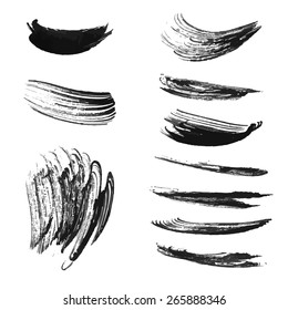 Black ink strokes vector set