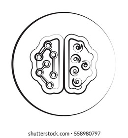 Black ink style Brain icon with circle