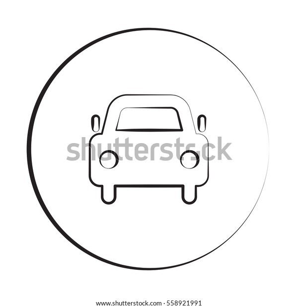 Black ink style Car icon\
with circle