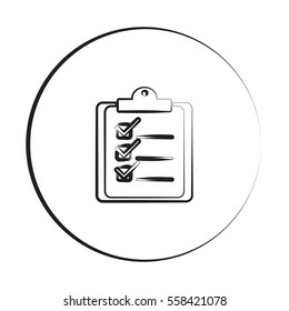 Black ink style Clipboard Checklist icon with circle
