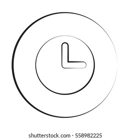 Black ink style Clock icon with circle