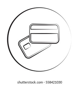 Black ink style Credit Card Payment icon with circle