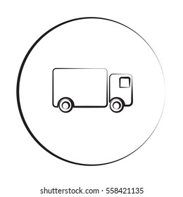 Black ink style Delivery Truck icon with circle