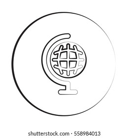 Black ink style Earth Globe icon with circle