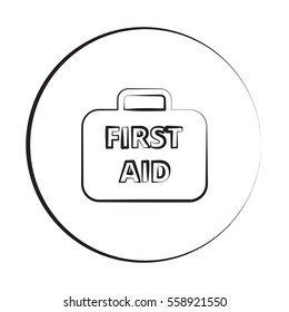 Black ink style First Aid Kit icon with circle