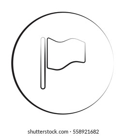 Black ink style Flag icon with circle