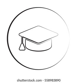 Black ink style Graduation Cap icon with circle