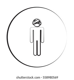 Black ink style Head icon with circle