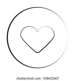 Black ink style Heart icon with circle