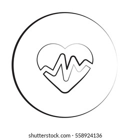 Black ink style Heart Rate Pulse icon with circle