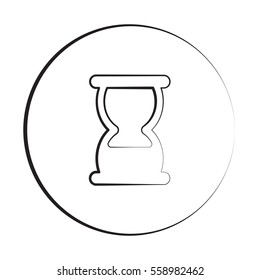 Black ink style Hourglass icon with circle