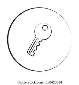 Black ink style Key icon with circle