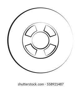 Black ink style Life Buoy icon with circle