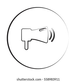 Black ink style Megaphone icon with circle