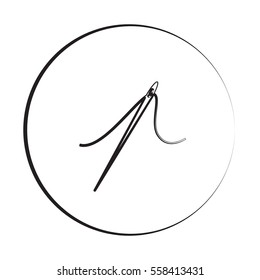 Black ink style Needle icon with circle