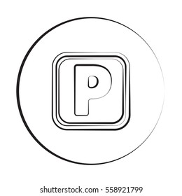 Black ink style Parking icon with circle