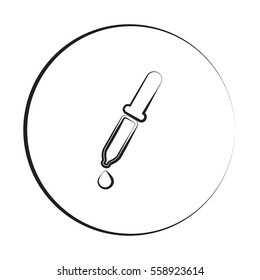 Black ink style Pipette icon with circle