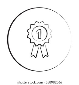 Black ink style Prize Ribbon icon with circle