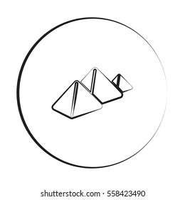 Black ink style Pyramids icon with circle