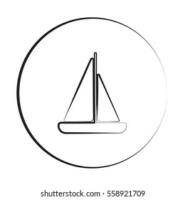 Black ink style Sailboat icon with circle