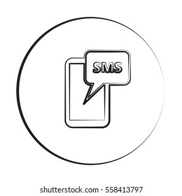 Black ink style Sms icon with circle