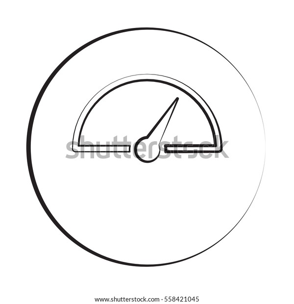 Black ink style\
Speed Meter icon with\
circle