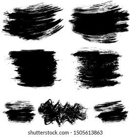 Black ink style splash, blobs and stains brushes and textures made with watercolor. Grunge dirty shapes and silhouettes for your design.
