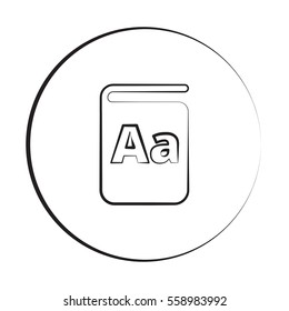 Black ink style Text Book icon with circle