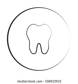 Black ink style Tooth icon with circle