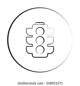 Black ink style Traffic Light icon with circle