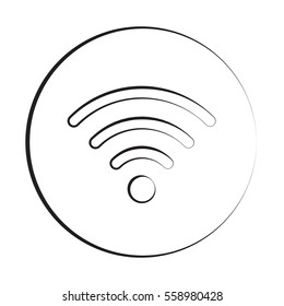 Black ink style Wireless icon with circle