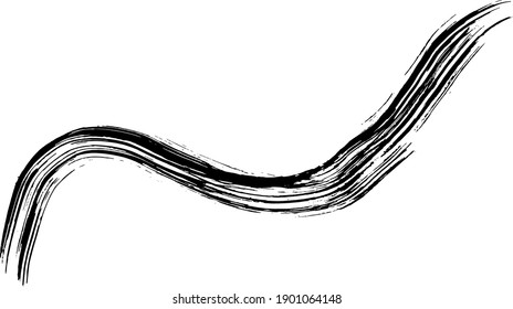 Black ink vector brush stroke. Vector illustration. Grunge freehand wave texture.