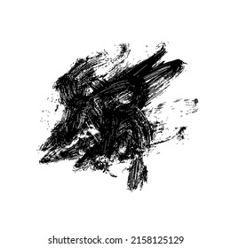 Bac de brosse vectorielle à encre noire. Forme moderne à texture isolée sur fond blanc. Barrage de brosse dessinée à la main. Forme de texture grunge en relief. Déflecteur abstrait aux bords rugueux. Écriture dessinée à la main