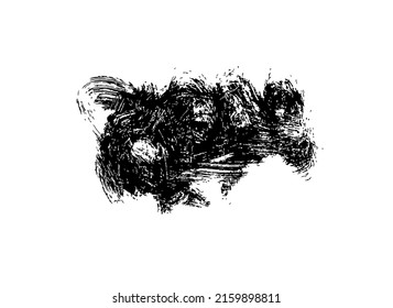 Icono de pincel vectorial de tinta negra. Elemento de diseño monocromo. Golpe de pincel negro dibujado a mano aislado sobre fondo blanco. Elemento de diseño artístico sucio. Fondo del texto. Mancha monocromada abstracta